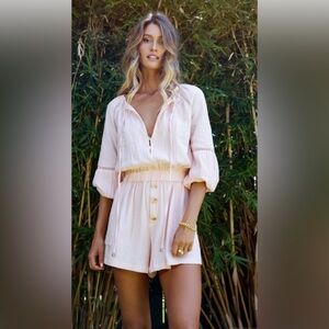 bishop + young White Gauzy Romper with Button Detail Size Small